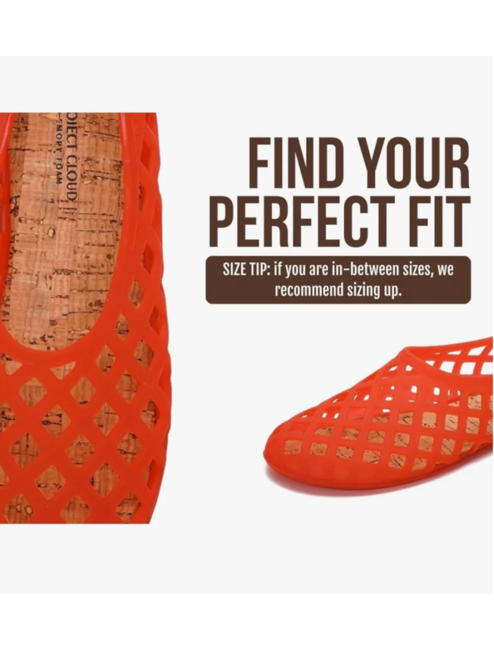 Project Cloud| Red Jelly Ballet Flats Memory Foam Cage Slip-On Shoes|  Size 8